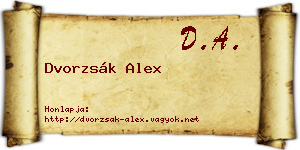 Dvorzsák Alex névjegykártya